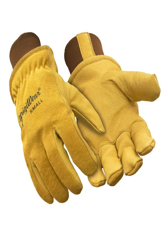 RefrigiWear Insulated Goatskin Leather Gloves, -10°F Comfort Rating, (Gold), (Large) - Image 1